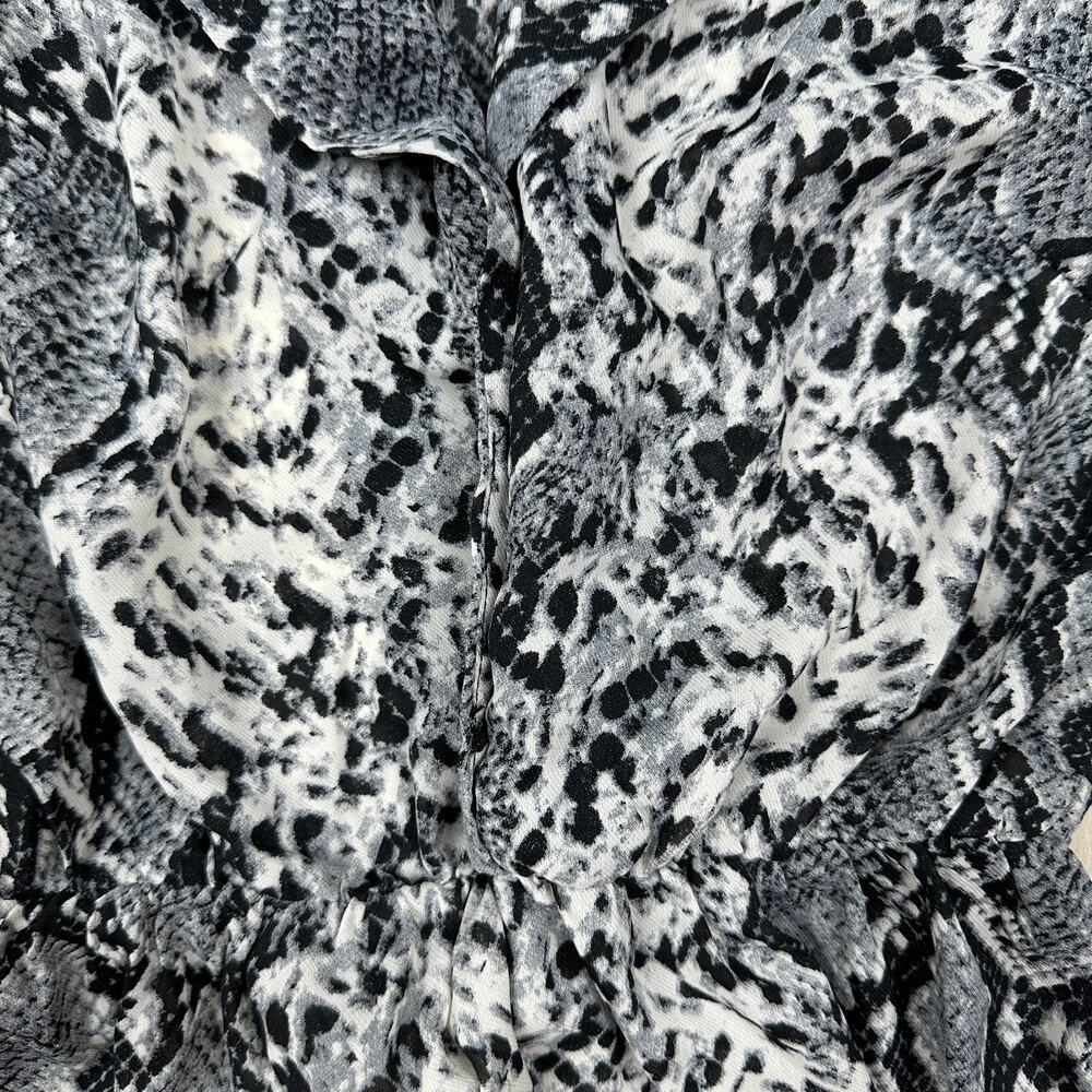 NWT Missguided Snake Animal Reptile Print Button Frill Sheer Chic Mini Dress 2 - Picture 3 of 15